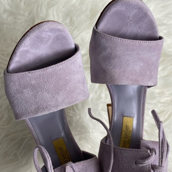 Dee Keller Lavender Suede Tie Heels 37.5 - Picture 5 of 12